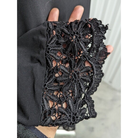 Tiana B Size 2X Black Sheath Dress with eyelet lace hem and trim - Picture 3 of 6